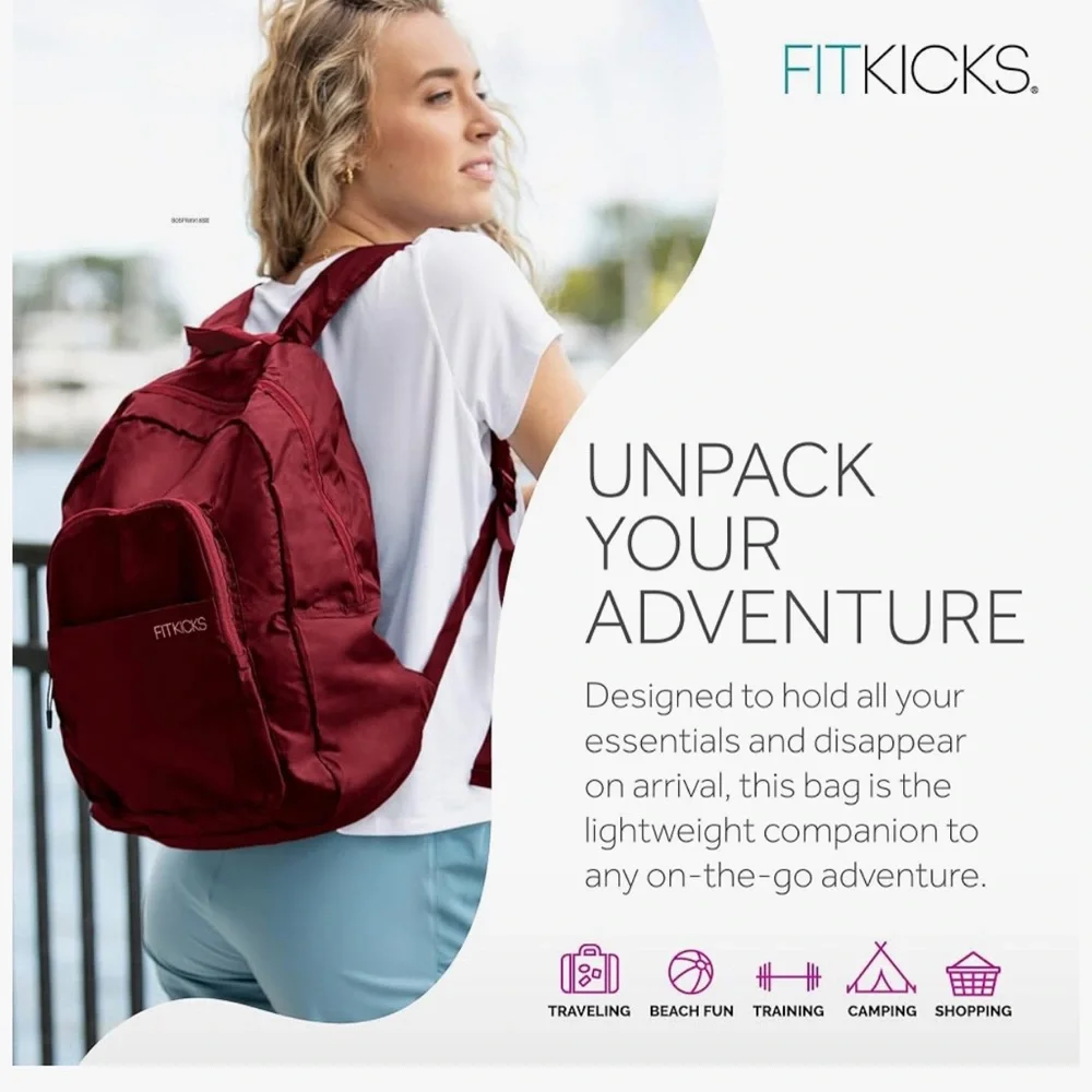 FITKICKS l Hideaway Packable Zipper Hiking Camping Outdoor Sport Travel Backpack